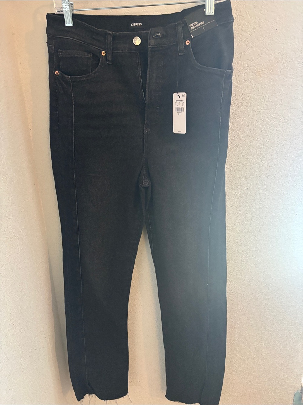 Express Black High-Rise Straight-Leg Jeans